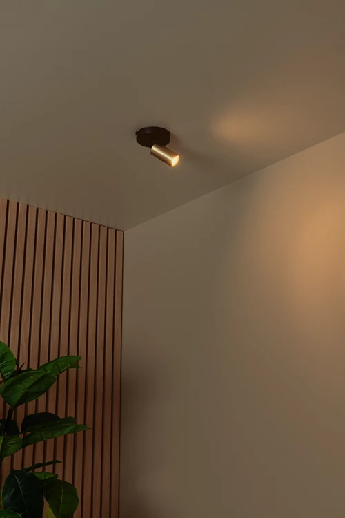 Lucide RITMO - Spot plafond - Ø 10 cm - 1xGU10 (MR11) - Or Mat / Laiton - ambiance 1